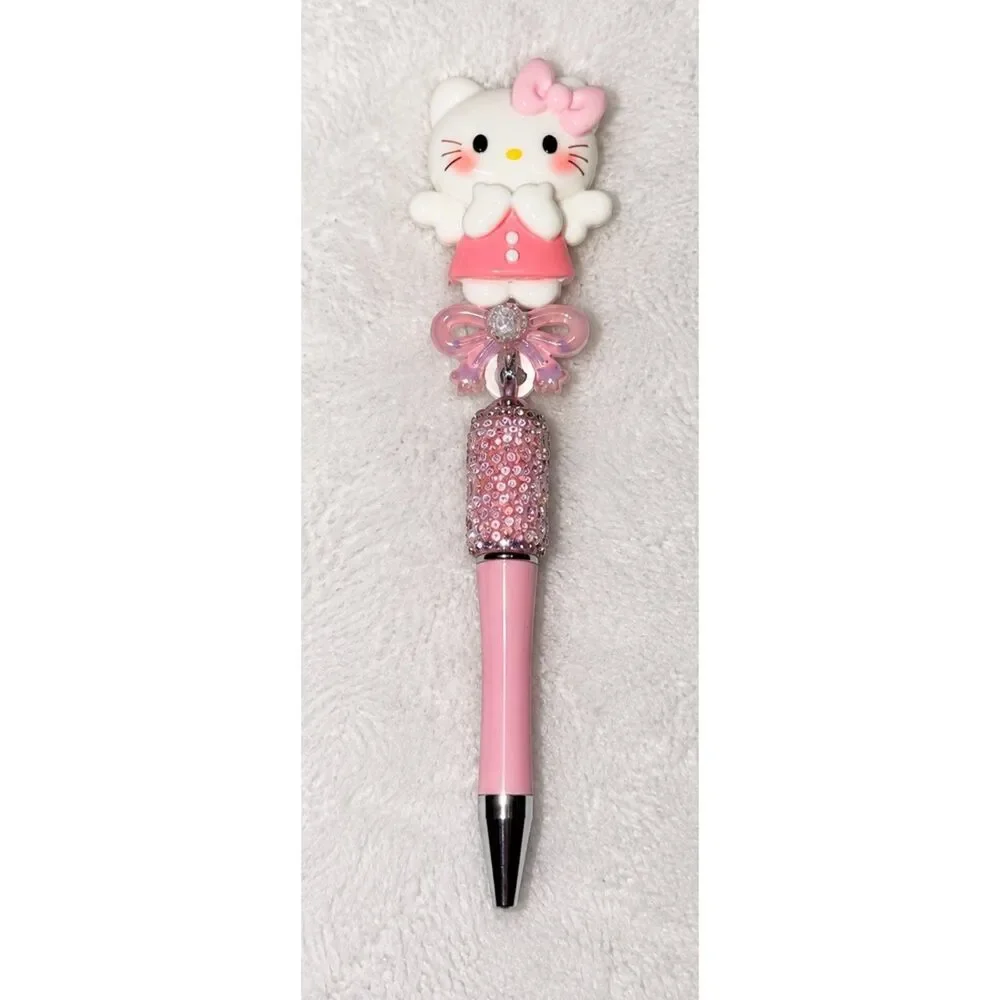 Hello Kitty Pink Rhinestone Bling Ballpoint Pen Kawaii Cute Sanrio